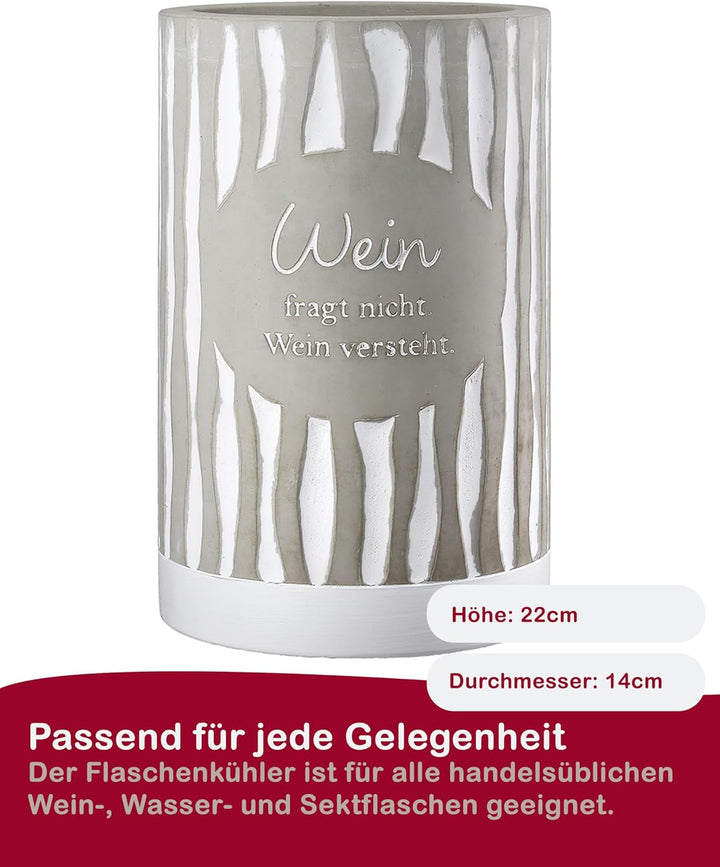 Weinkühler Flaschen Kühler aus Zement - Farbe: Beton Grau Höhe 21,5 cm Ø 13,5 cm – Getränkekühler mi