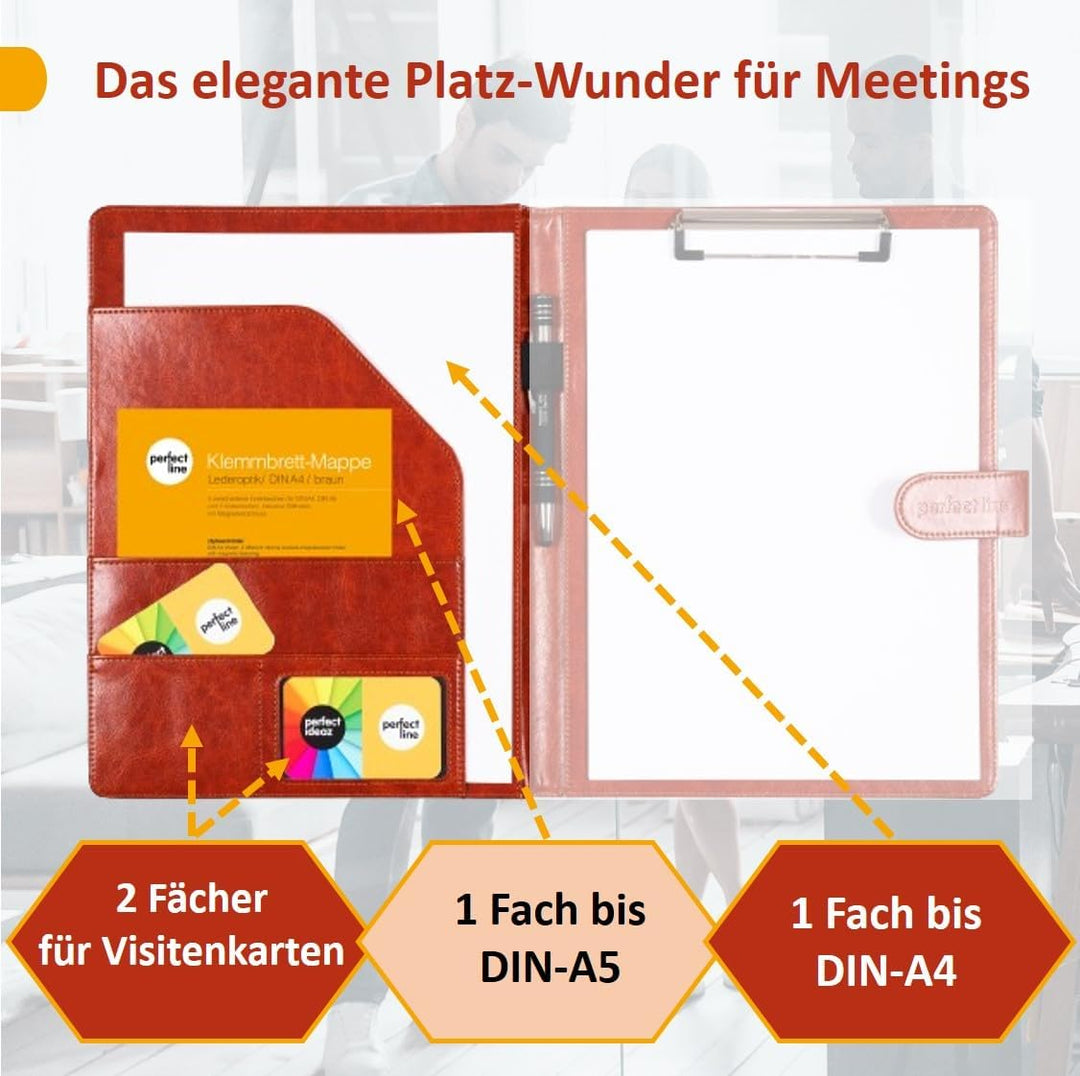 perfect line - Klemmbrettmappe DIN-A4 mit Magnetverschluss - aus strapazierfähigem Kunstleder in sti