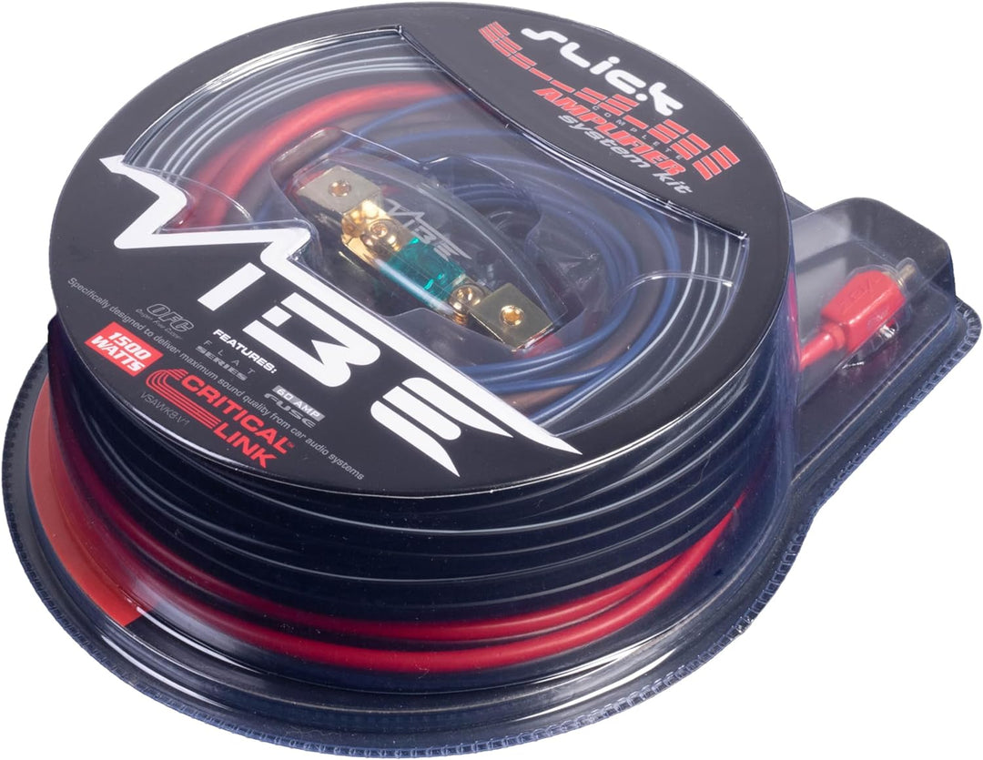 VIBE Audio Slick Verstärker-Verkabelungssatz 8 AWG, VSAWK8-V1 Einzelbett, Einzelbett