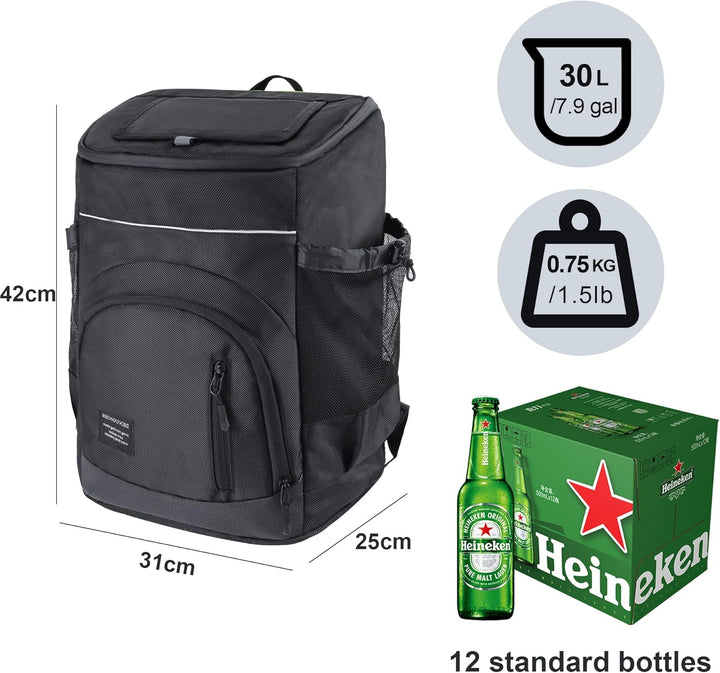 Outplea 30L Kühlrucksack Gross, Auslaufsicherer Isolierte Picknickrucksack für Männer Frauen, Thermo