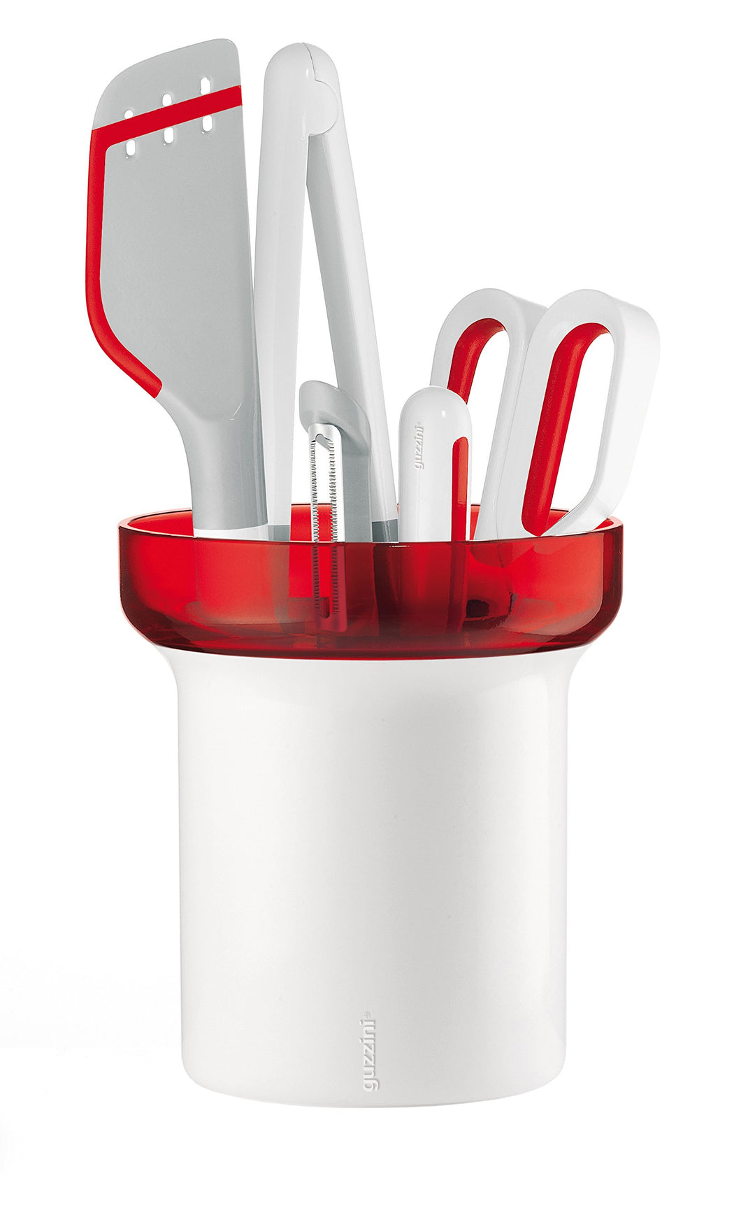 Guzzini - Kitchen Active Design, Set aus 5 Küchengeräten mit Abtropfkorb - Rot, 30 x 18 x 16 cm - 23