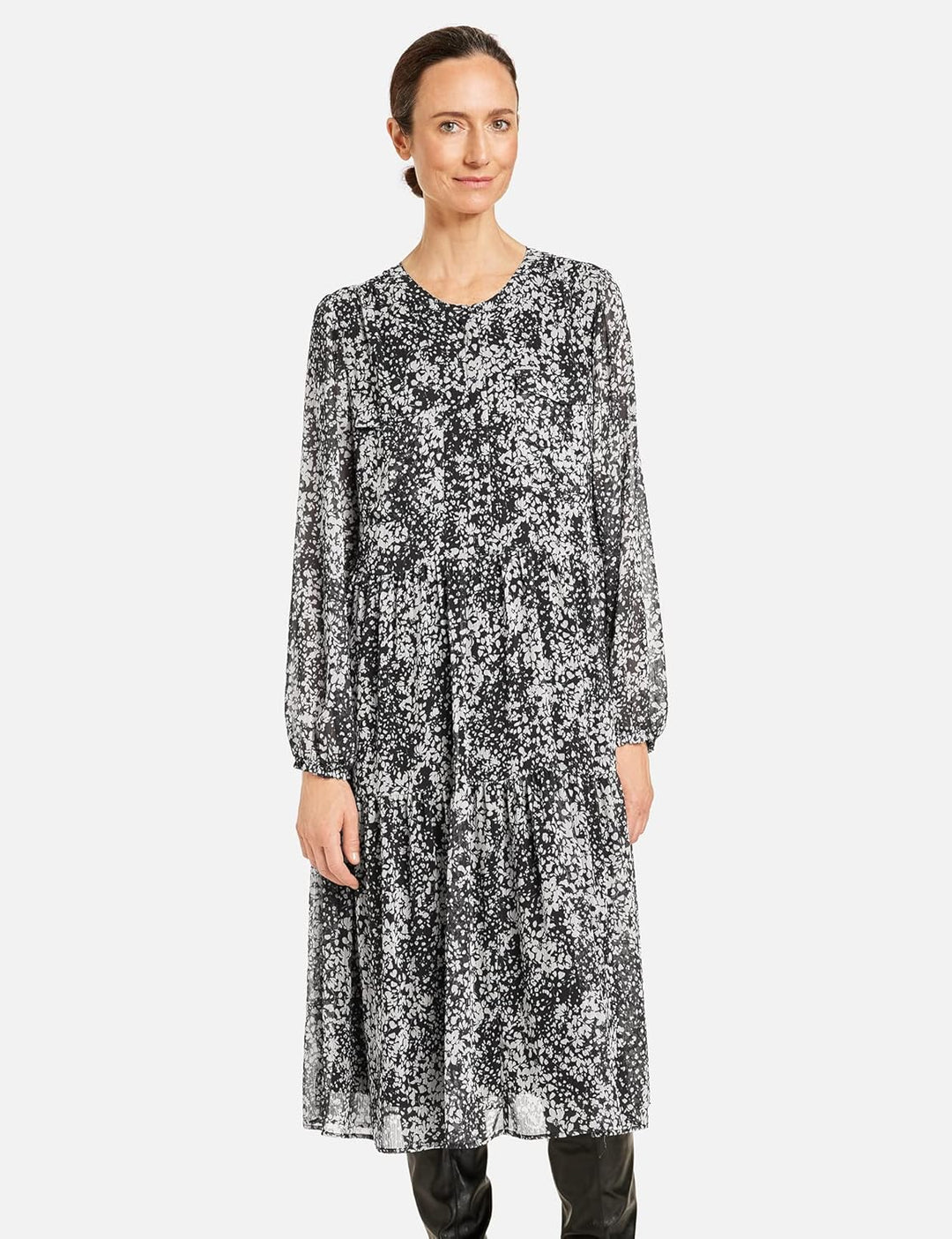 Gerry Weber Damen Kleid Gewebe 38 Schwarz/Ecru/Weiss Druck, 38 Schwarz/Ecru/Weiss Druck