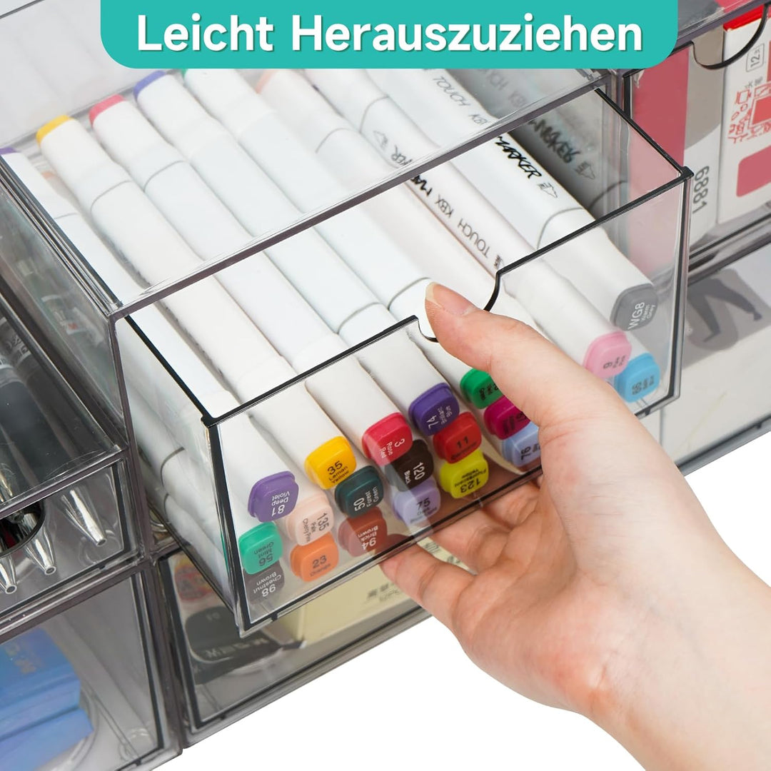 Acryl Schreibtisch Organizer mit 6-Schubladen, Make up Organizer Kunststoff, 23x16,5x28,5 cm, Klare