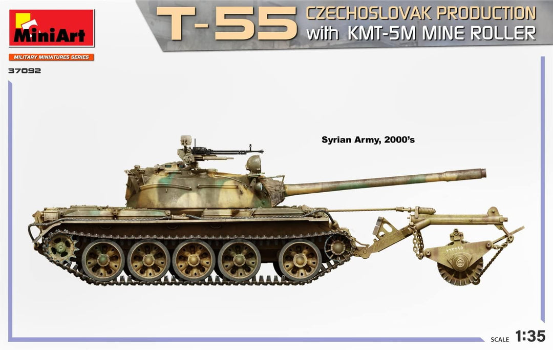 Mini Art 37092 1:35 T-55 CZ Prod. M. KMT-5M Minenwalze-originalgetreue Nachbildung, Modellbau, Plast