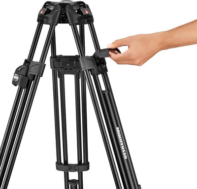 Manfrotto 504X Fluid-Videokopf mit Aluminium 645 Fast Twin Leg Videostativ, Kit mit Fast-Stativ und