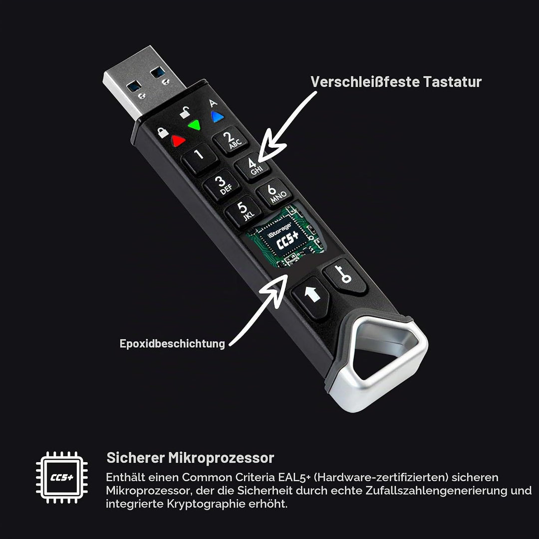 iStorage datAshur PRO2 4 GB | Sicheres Flash-Laufwerk | Zertifiziert nach FIPS 140-2 Level 3 | Passw