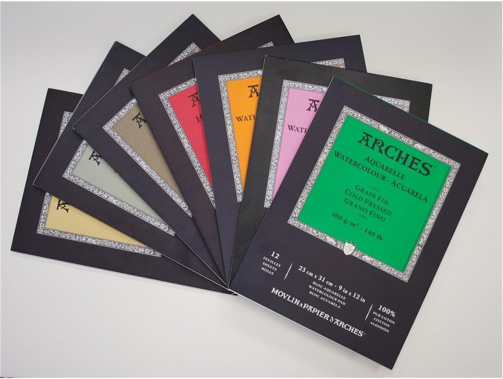 Arches 1795072 Aquarellpapier im Block (23 x 31 cm, 4-seitig geleimt, 300g/m² Satiniert) 20 Blatt na
