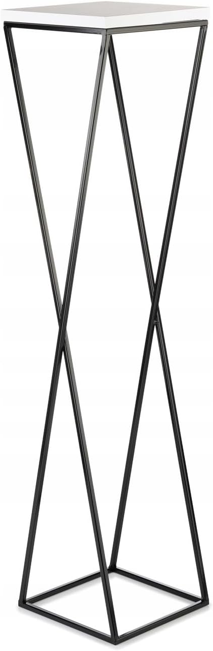 Pflanzenständer Metall 70 cm Hoch - Stabiler und Fester Blumenhocker mit Weiss MDF-Platte auf Schwar