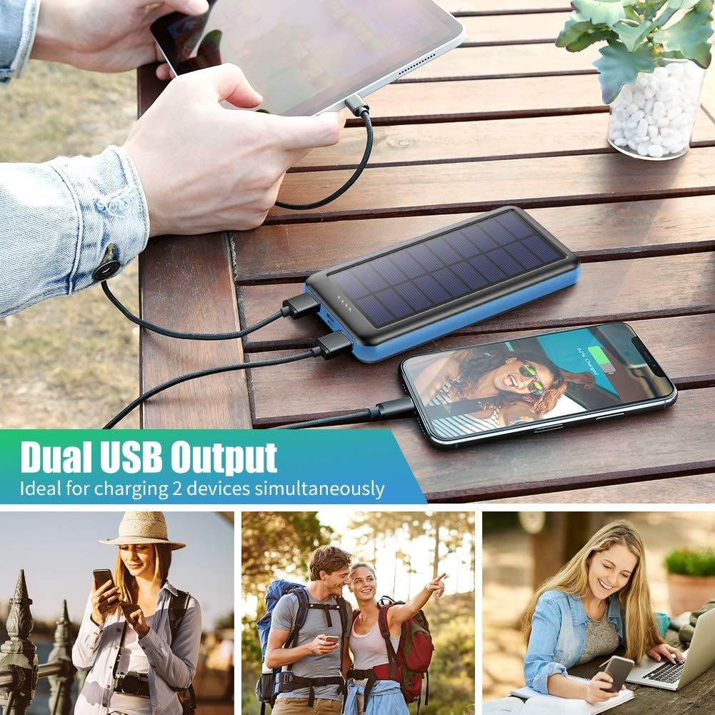 Feob Solar Powerbank 26800mAh, [2026 Upgrade Steuerungs-IC] Solar Ladegerät 2 USB Aufladen Externer