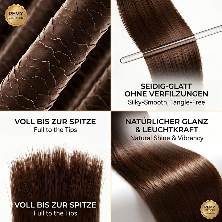Tape Extensions Echthaar, Braun Glatt Echthaar Extensions Tape 40cm 
