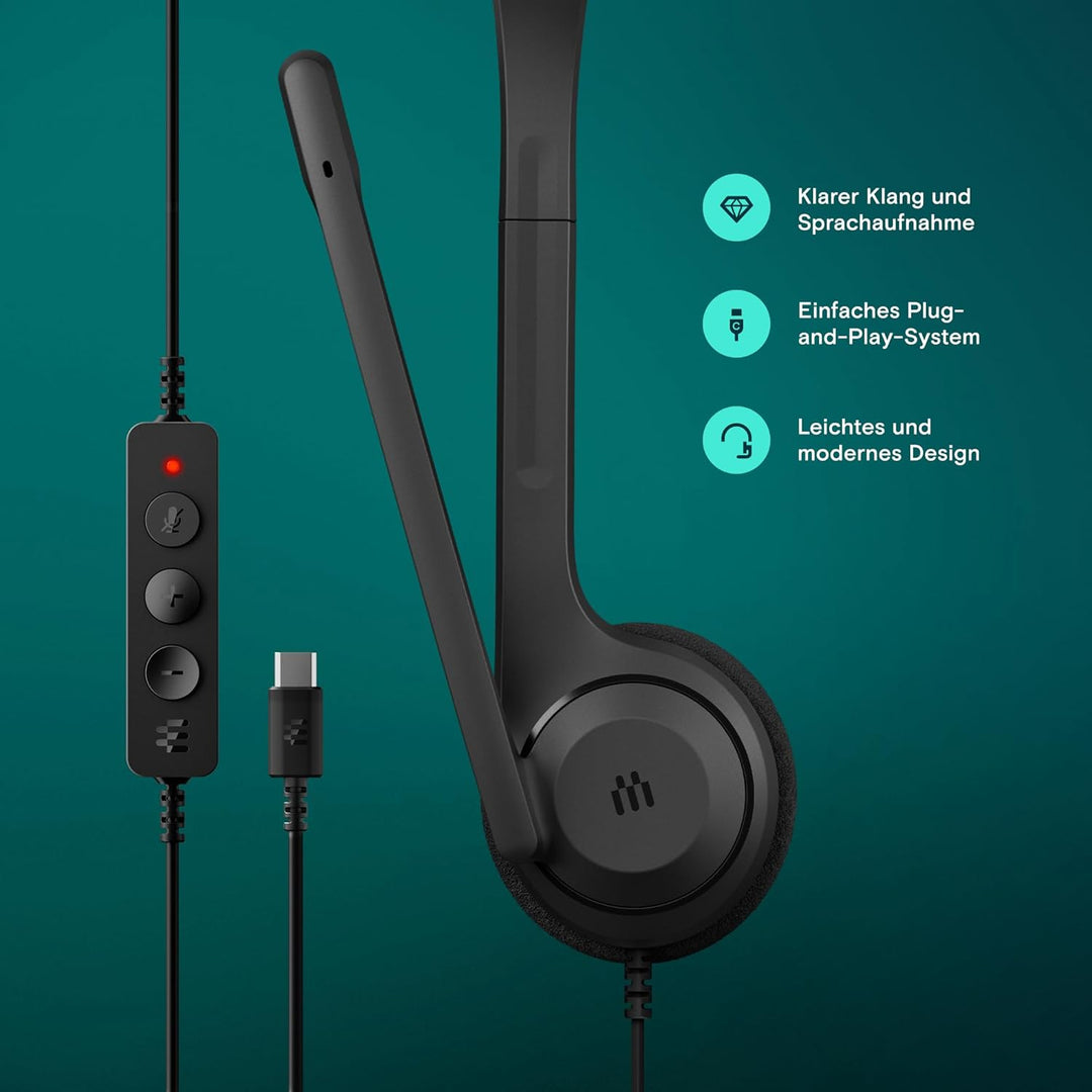 EPOS C1 Business USB C Mono - Headset mit Mikrofon, Chrome Zertifiziert, Kopfhörer mit Kabel, rausch