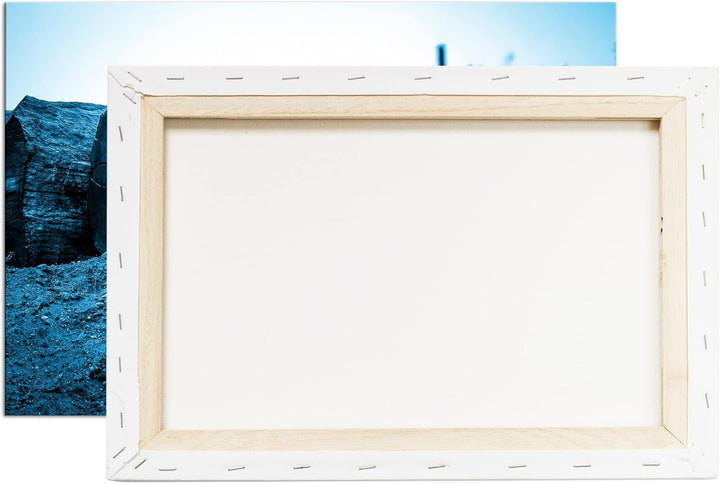 deyoli neugierige Löwenbabys Format 80x60 Effekt: Monocrome Blau als Leinwandbild, Motiv fertig gera