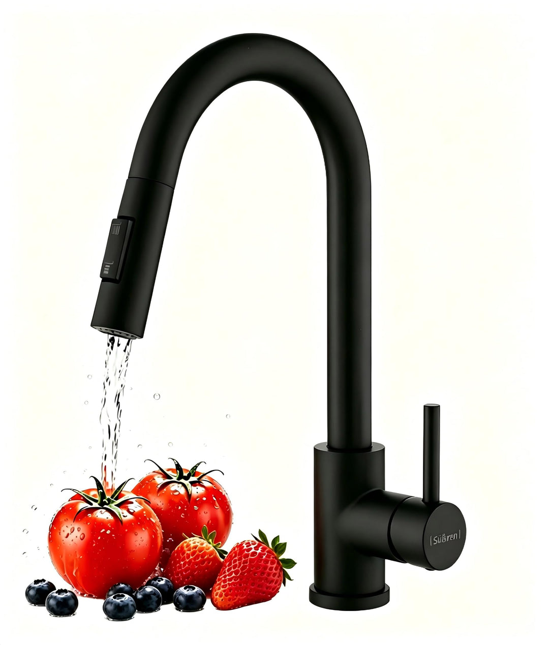 Wasserhahn Küche Schwarz,Hochdruck Küchenarmatur mit Herausziehbarer Brause,Ausziehbar Armatur Küche