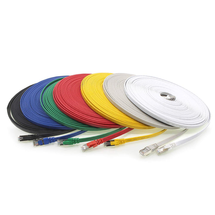 1aTTack.de 0,25m - 7-Farben - 7 Stück Cat7 Flachkabel Netzwerkkabel Cat 7 Rohkabel Gigabit Lan (10Gb