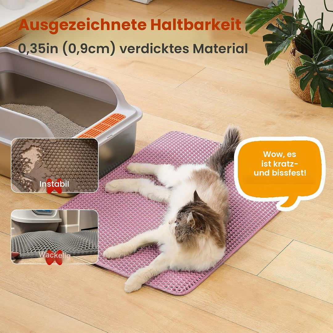 Katzenklo Matte, 75x55cm Grosser Doppelschichtiger Katzenklo Unterleger, wasserdichte Langlebige Ent
