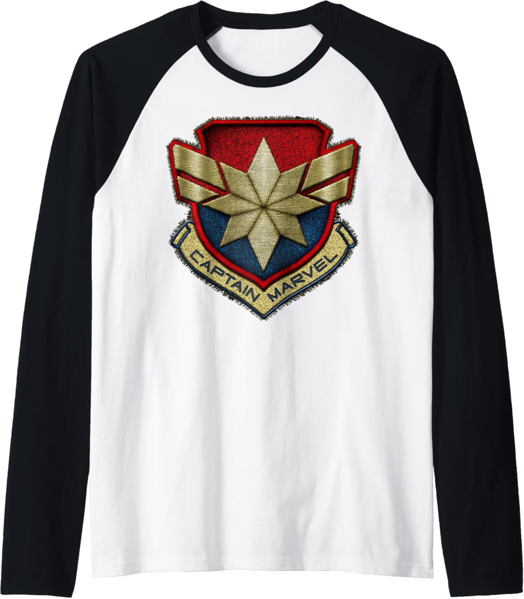 Marvel Captain Marvel Stitch Badge Logo Raglan