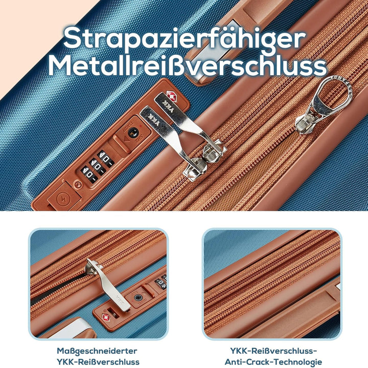 Joyway Koffer Handgepäck Kofferset 4 teilig, Hartschalen Reisekoffer mit Getränkehalter, 4 Rollen TS
