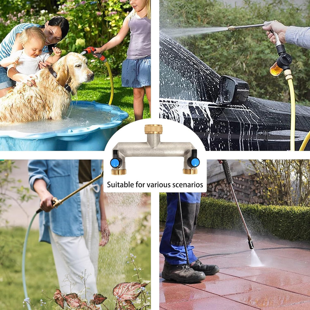 2-Wege-Gartenschlauch-Splitter Messing Gartenschlauch Zubehor 3/4 zoll Schlauchanschluss Satz mit Sc