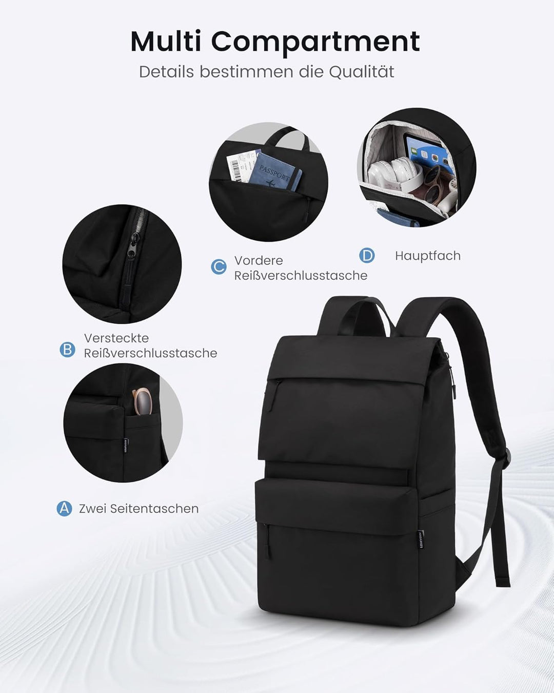 LOVEVOOK Rucksack Damen Herren, 17,3 Zoll Wasserdicht Laptop Rucksäcke Gross Schulrucksack Teenager,