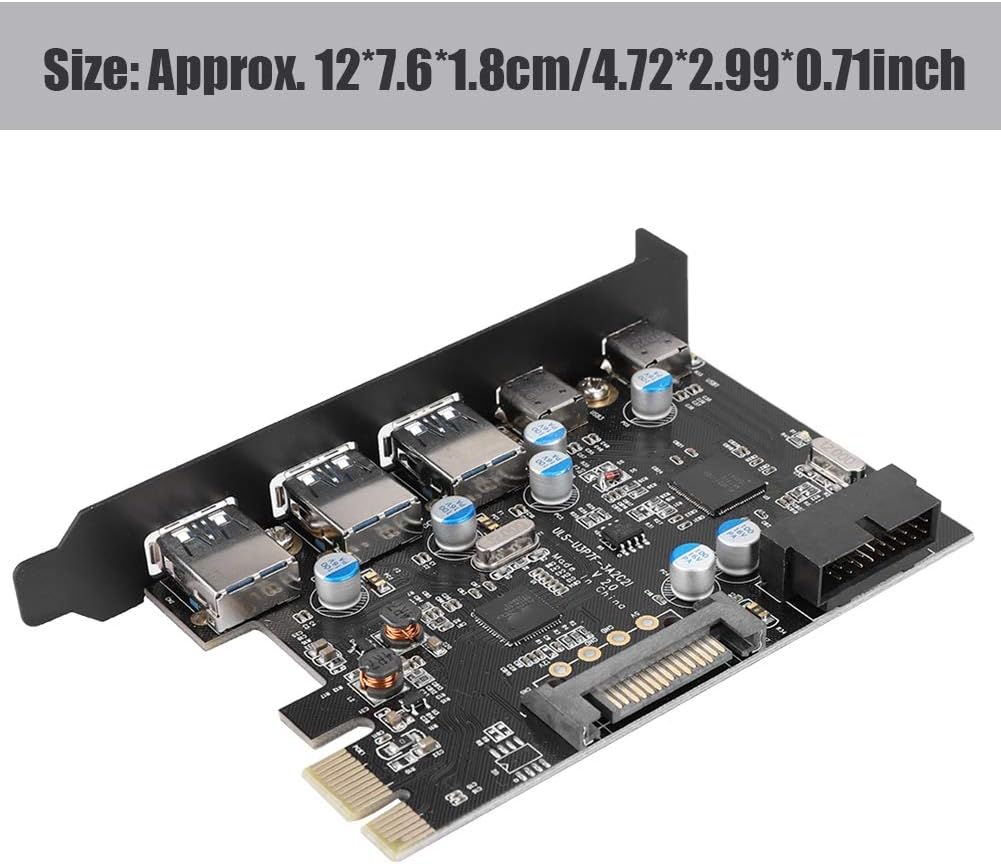 ASHATA 5-Port USB PCIe Express Controllerkarte, USB 3.0/Type-C zu PCI-E Erweiterungskarte Schnittste