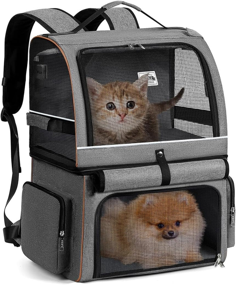 Lekespring Doppellagige Katzen Rucksack für 2 Katzen Grosse Katzen Transport Rucksack Hunderucksack