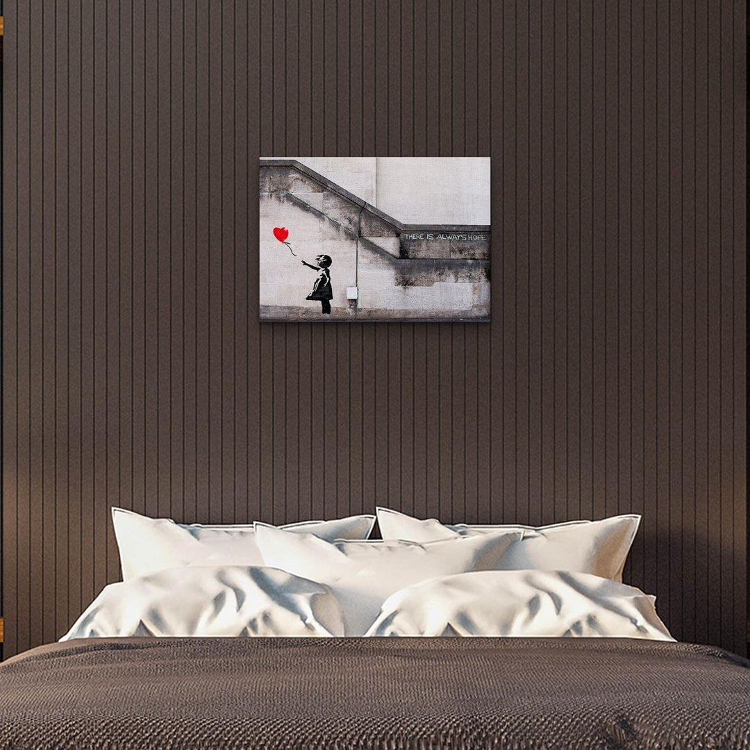 Giallobus - Gemälde - Banksy - - Standardleinwand - 70x50 - Rotes Ballonmädchen - Bereit zum Aufhäng