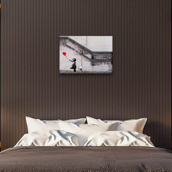 Giallobus - Gemälde - Banksy - - Standardleinwand - 70x50 - Rotes Ballonmädchen - Bereit zum Aufhäng