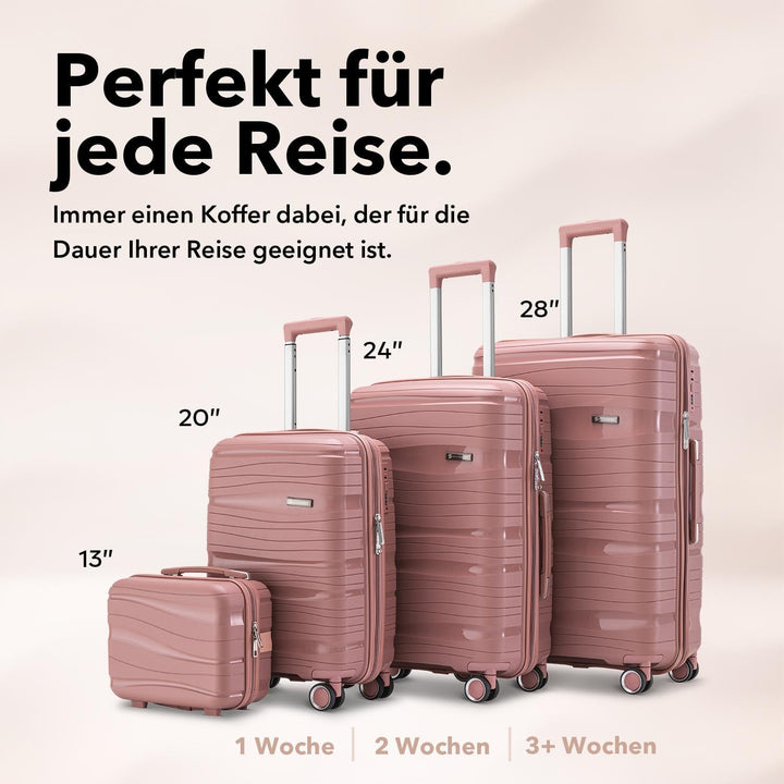 Travel One Koffer 68L – Rosa – Hartschalenkoffer mittelgross, 4 Rollen, Zahlenschloss, Polypropylen