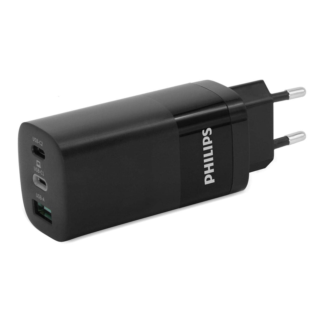 PHILIPS DLP2681/12 - Netzladegerät mit 65W Ausgangsleistung - USB-A- und USB-C-Zweifachausgang - Sch