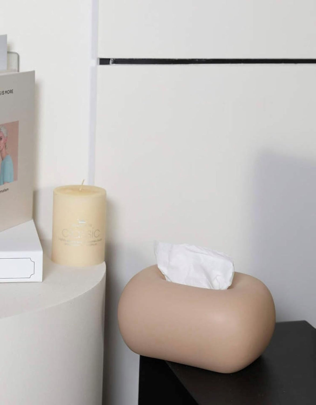 Keramik Kosmetiktücherbox Braun Pastell, moderner Taschentuchspender für Wohnzimmer, Badezimmer und