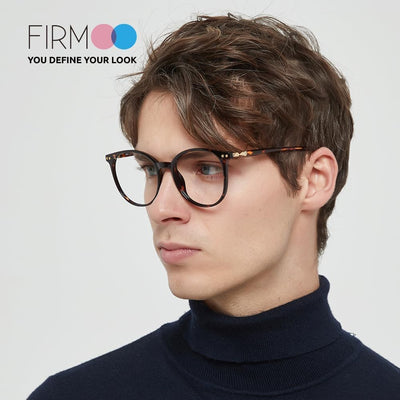 Firmoo Blaulichtfilter Brille ohne Sehstärke für Damen Herren Runde Computerbrille gegen Kopfschmerz
