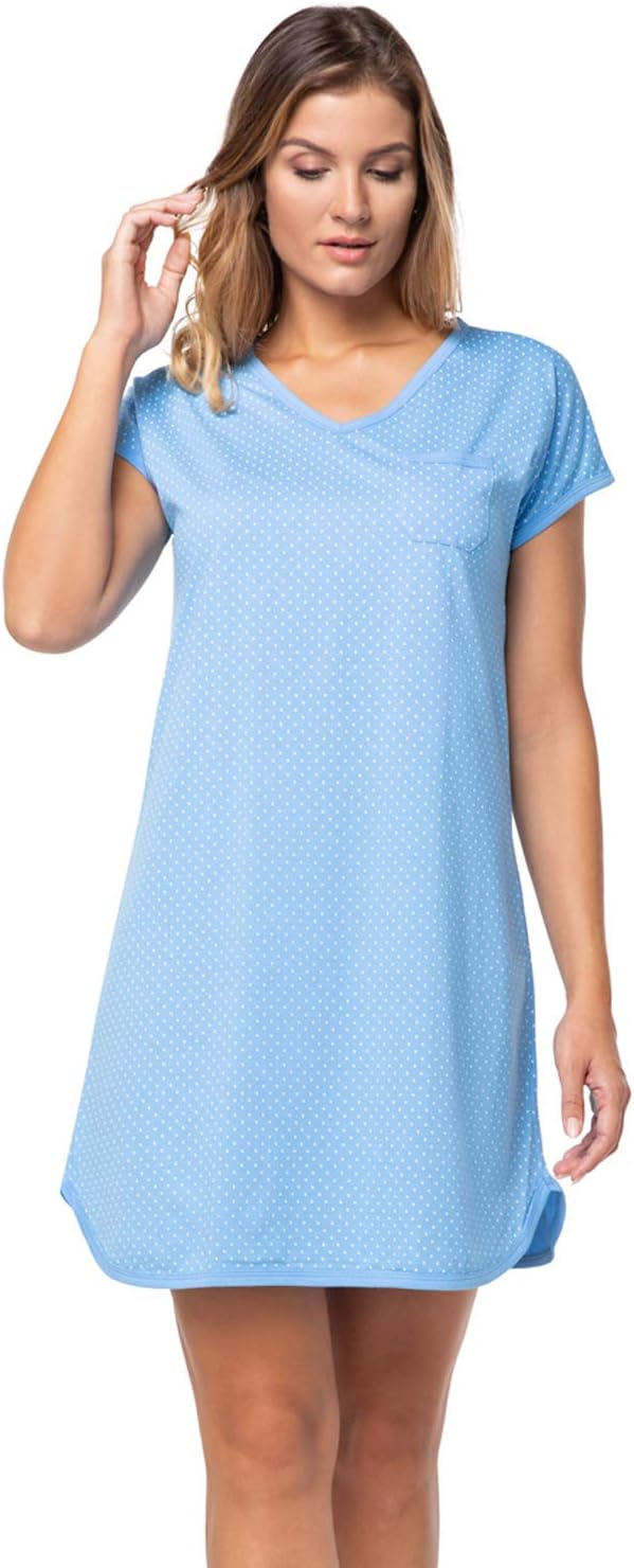 e.Femme® 2Pack Damen Nachthemden Sandra 914 aus Baumwolle Blau 38, Blau 38