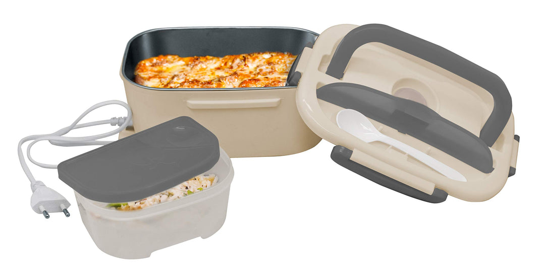 NERTHUS Lunch Box Elektrische Lunchbox mit Hauptfach Edelstahl 18/8 Grau 450 ml - 60 ml FIH 730