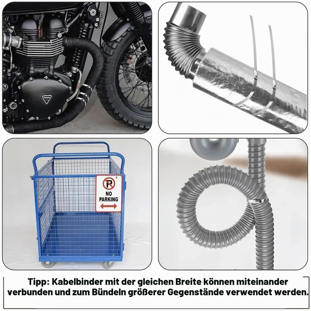 Edelstahl Kabelbinder Lang 500 x 7,9mm, 50 Stück Kabelbinder Metall uv Beständig, Abnehmbar Stahl, f