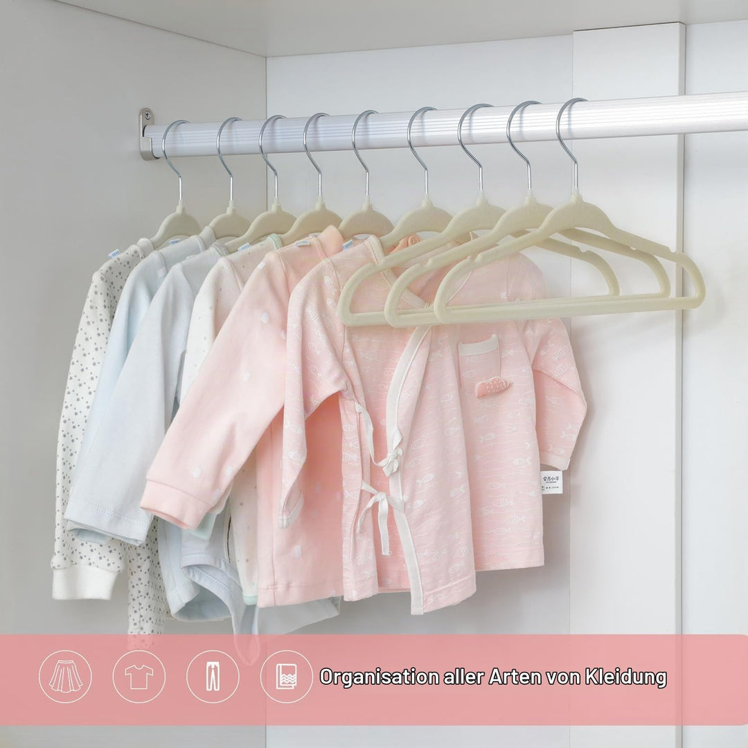 ManGotree 28 cm Baby-Samtbügel, rutschfeste Kinderkleiderbügel mit 360°-Drehhaken, Ultradünne Filz-K