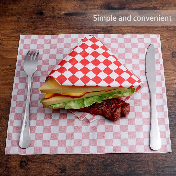 OUNONA 100?Sheets Checkered Deli Basket Liner Geschenkpapierbogen Lebensmittel. unempfindlich Fett B