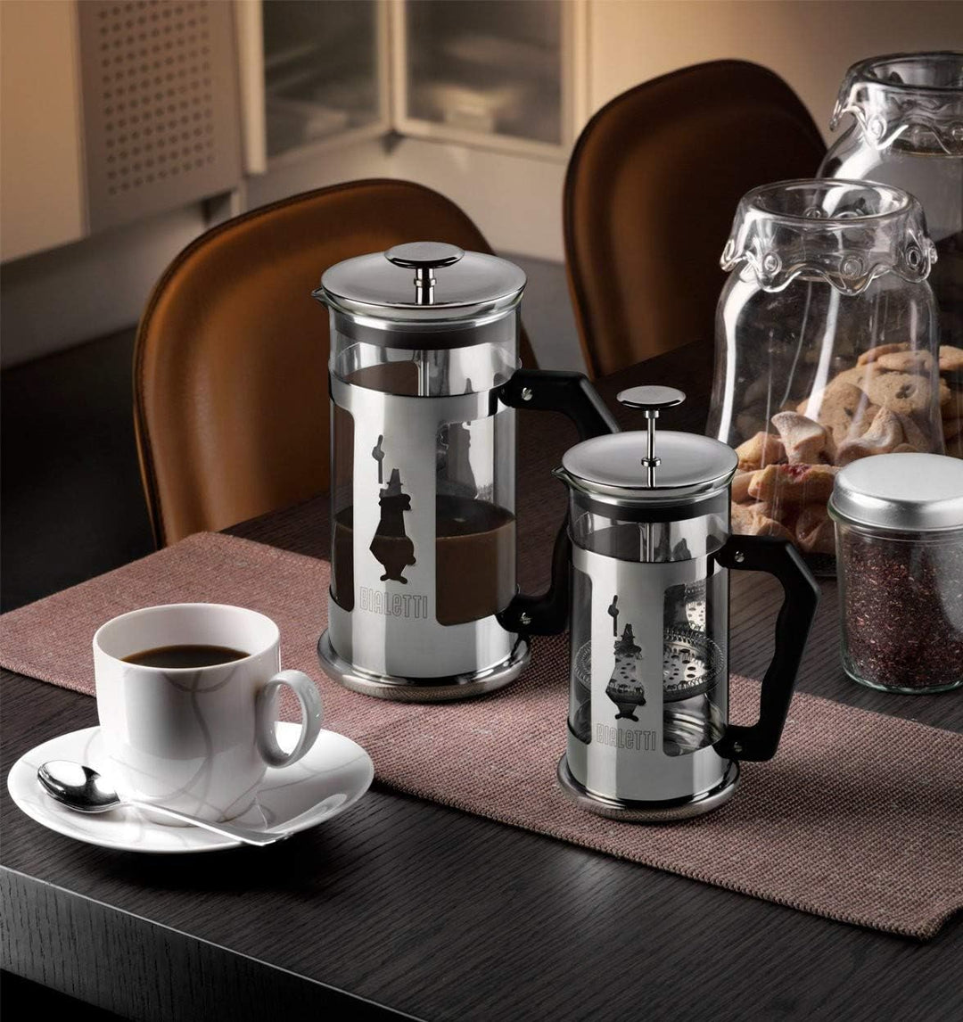 Bialetti 0003130/NW Cafetière Presziosa Kolben 1 L, 18/10 Stahl, 8 Tassen