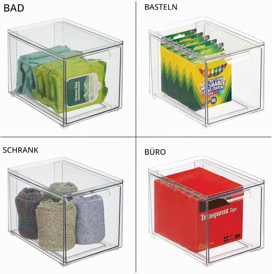 mDesign Kosmetikorganizer – stapelbare Schubladenbox aus Kunststoff – praktische Box zur Aufbewahrun