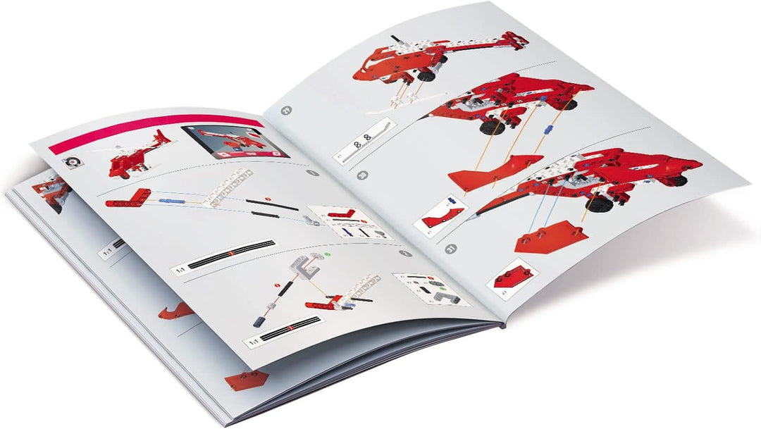 Clementoni - Mechanics Lab Feuerwehr Hubschrauber Bauset mit App-Anleitung, Mehrfarbig (55437)