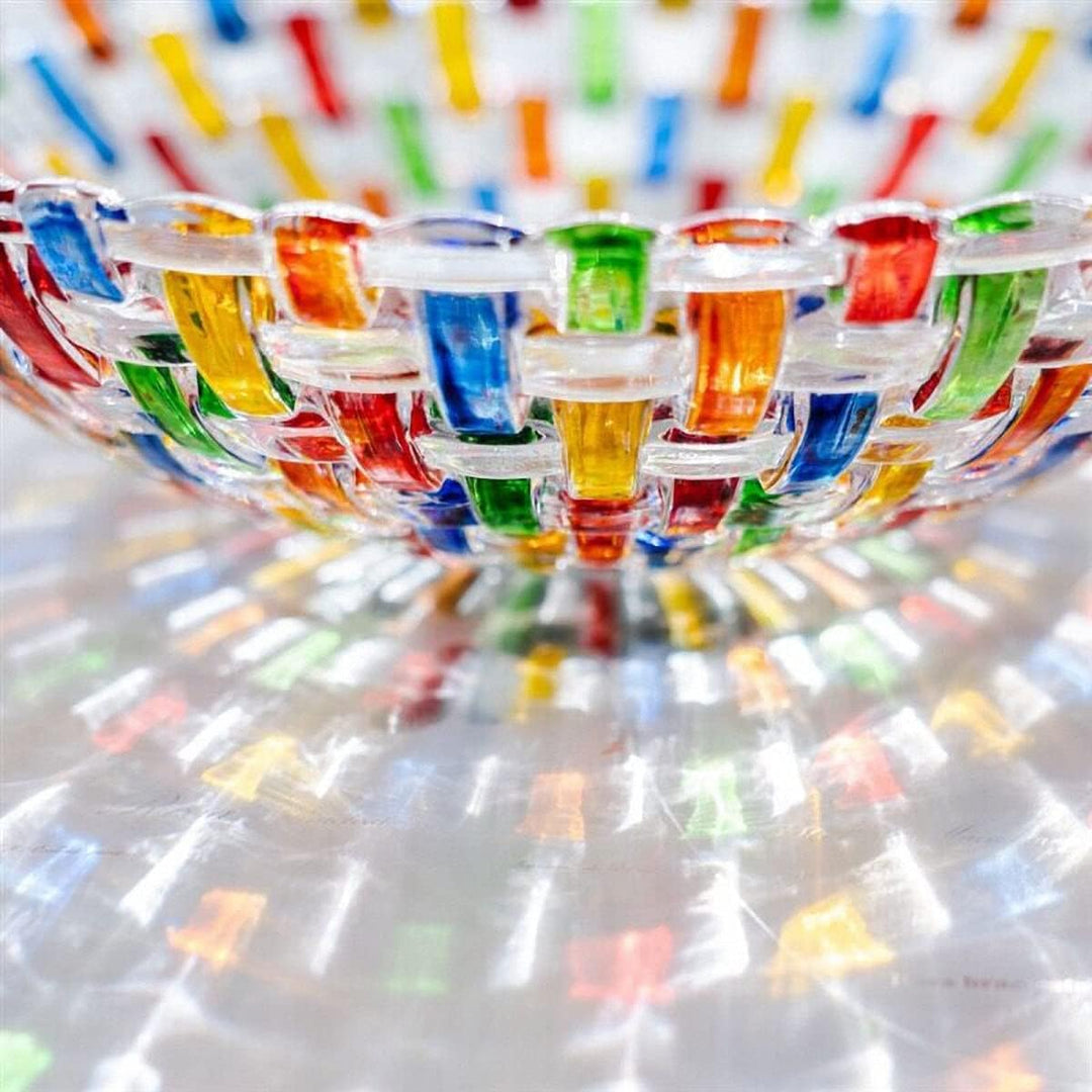 Handbemalte bunte gewebte Glas-Kristall-Salat- und Obstschale Dekoration, Mittelpunkt für Zuhause, B