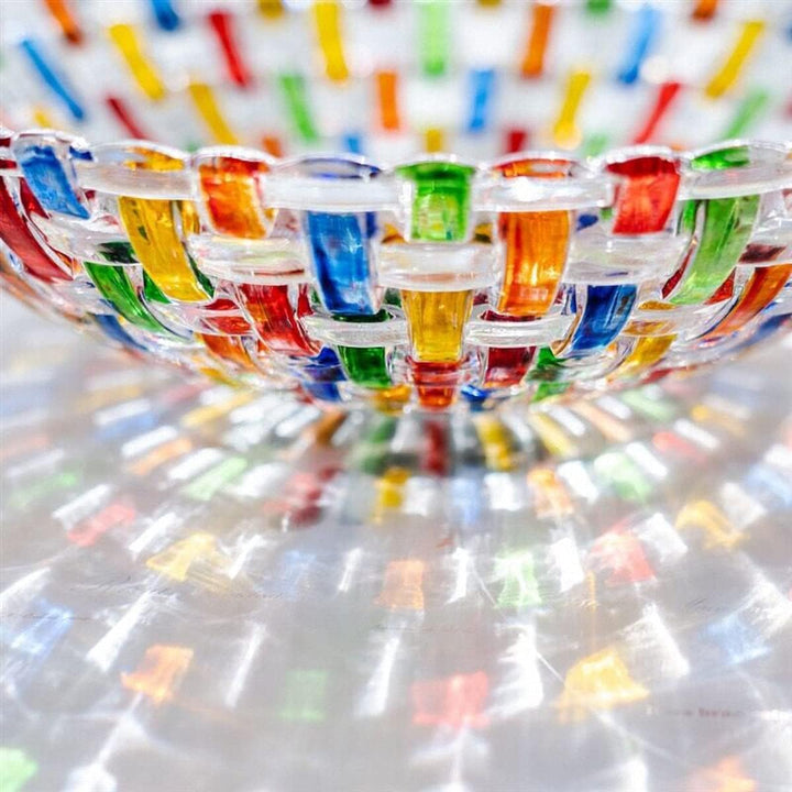 Handbemalte bunte gewebte Glas-Kristall-Salat- und Obstschale Dekoration, Mittelpunkt für Zuhause, B