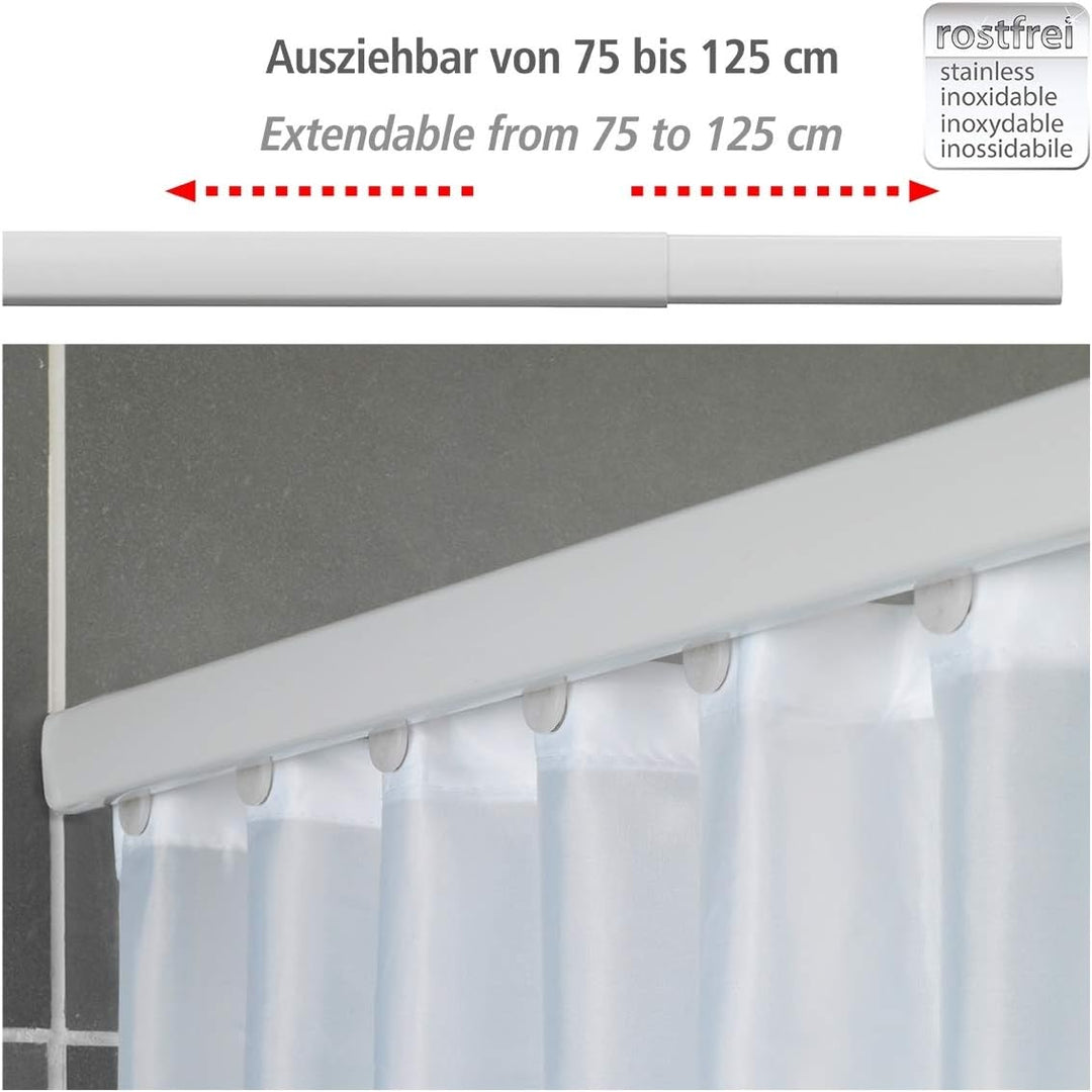 WENKO Teleskop-Duschvorhangschiene Era Weiss, ausziehbare Vorhangschiene aus rostfreiem Aluminium, z