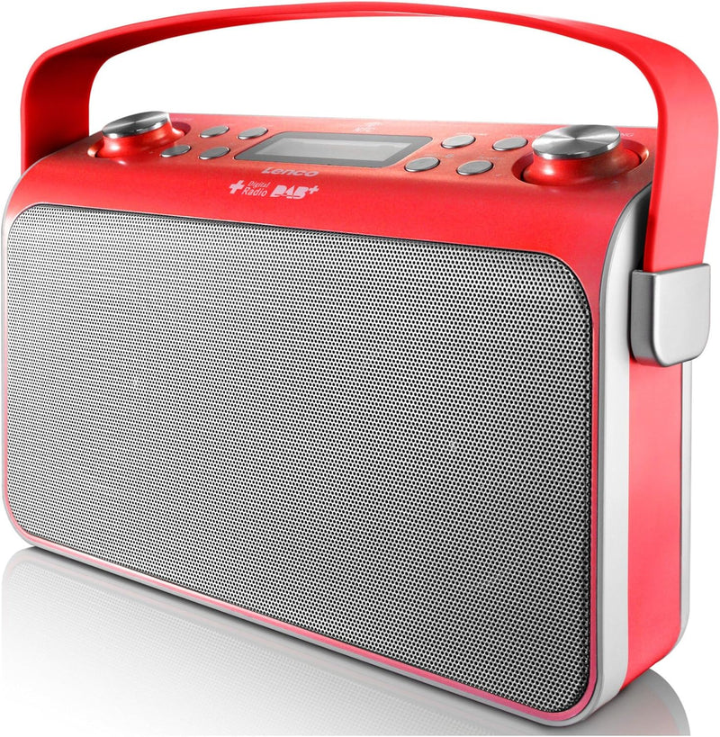 Lenco Lucille Retro Radio mit Bluetooth (5Watt RMS, UKW und DAB+, NFC Pairing, USB-Lader) rot