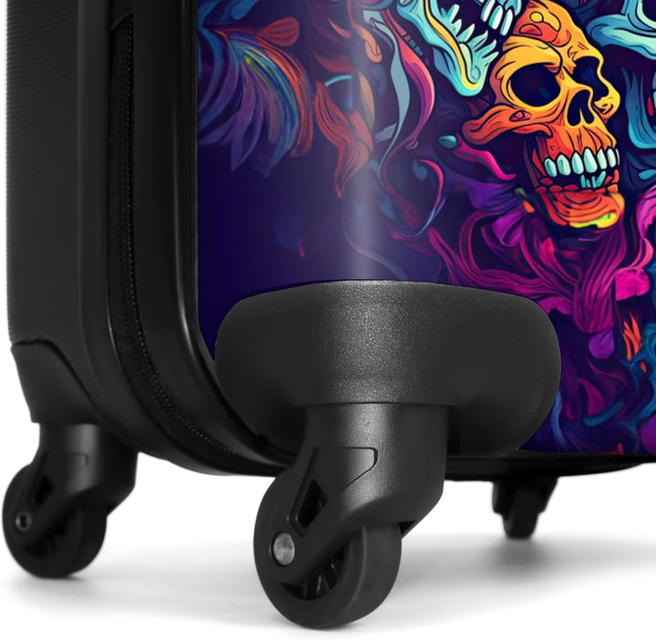NoBoringSuitcases.com® Koffer Handgepäck Trolley Rollkoffer Kleine Reisekoffer mit 4 Rollen - Totenk