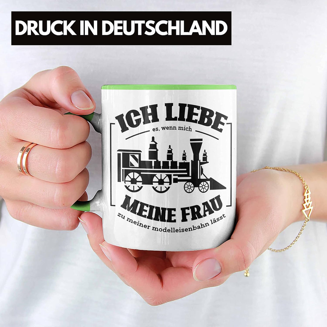 Trendation - Lustige Modelleisenbahn Tasse Geschenk für Eisenbahner (Grün), Grün