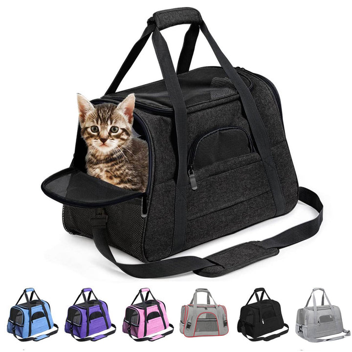 kleine Hunde Transportbox,transportbox Katze, Atmungsaktive und Faltbare Hundebox mit Verstellbarem,