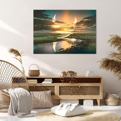 ARTTOR Bilder auf Leinwand 100x70cm Leinwandbild mit Rahmen natur natur Gross Wanddeko Bild Schlafzi