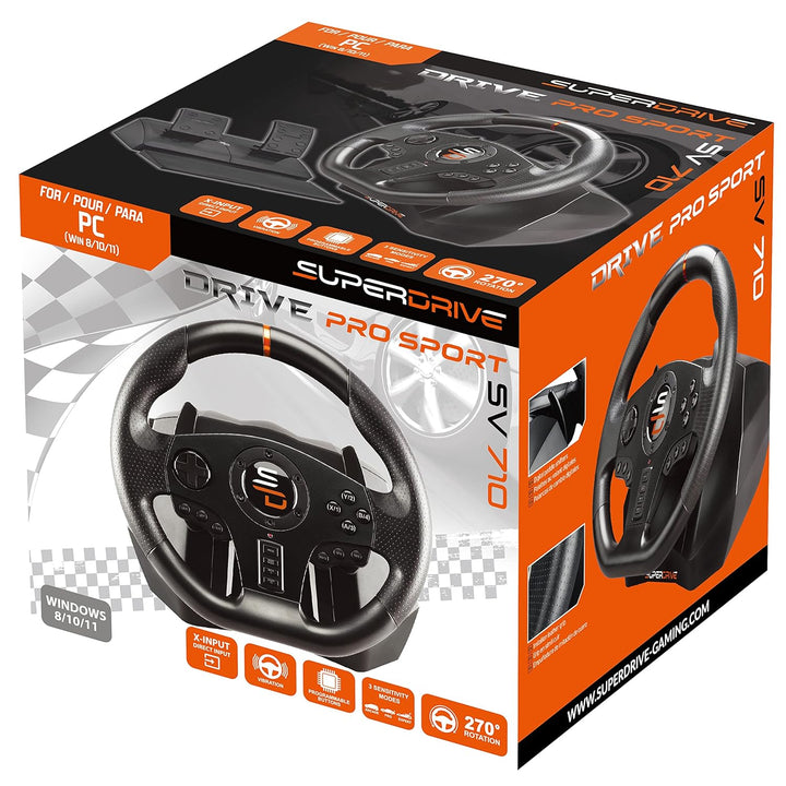 Superdrive - SV710 Rennlenkrad/lenkrad mit Fusspedalen, Schaltwippen und Vibration - PC-kompatibel (