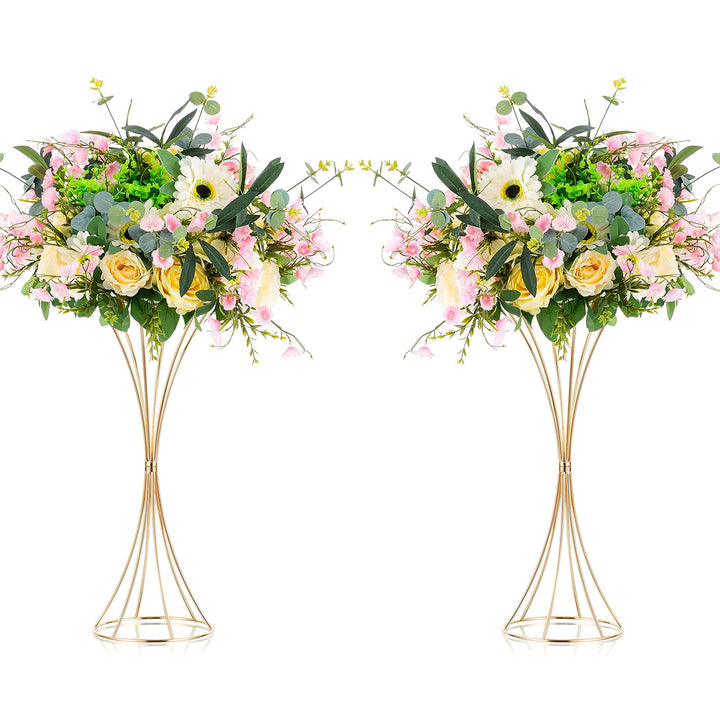 NUPTIO Blumenständer Metall Gold Hochzeit: 2 Stück 50cm Hoch Vase Tischdeko Goldene Blumenvase Tromp