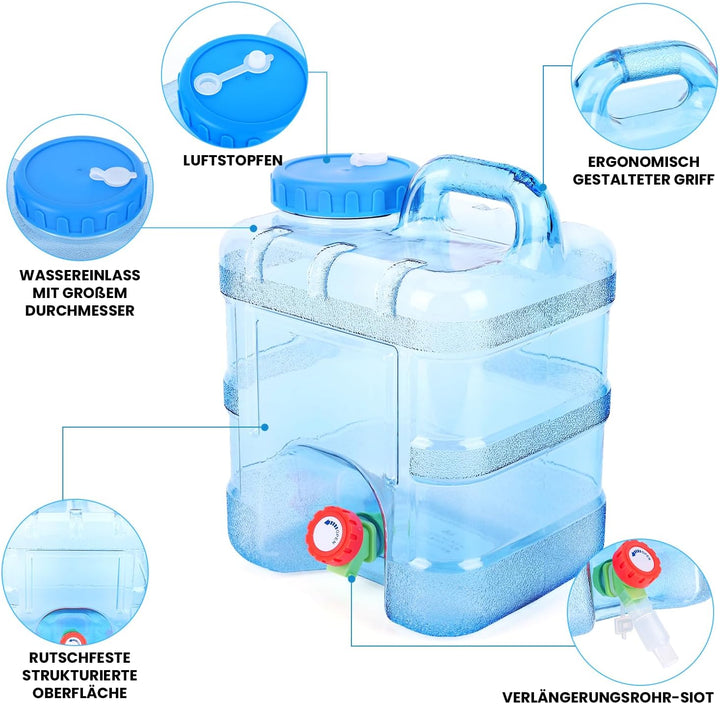Umikk 5L~22L Camping Wasserkanister, Wasserbehälter mit Hahn, Tragbarer Trinkwasserkanister, Wassert